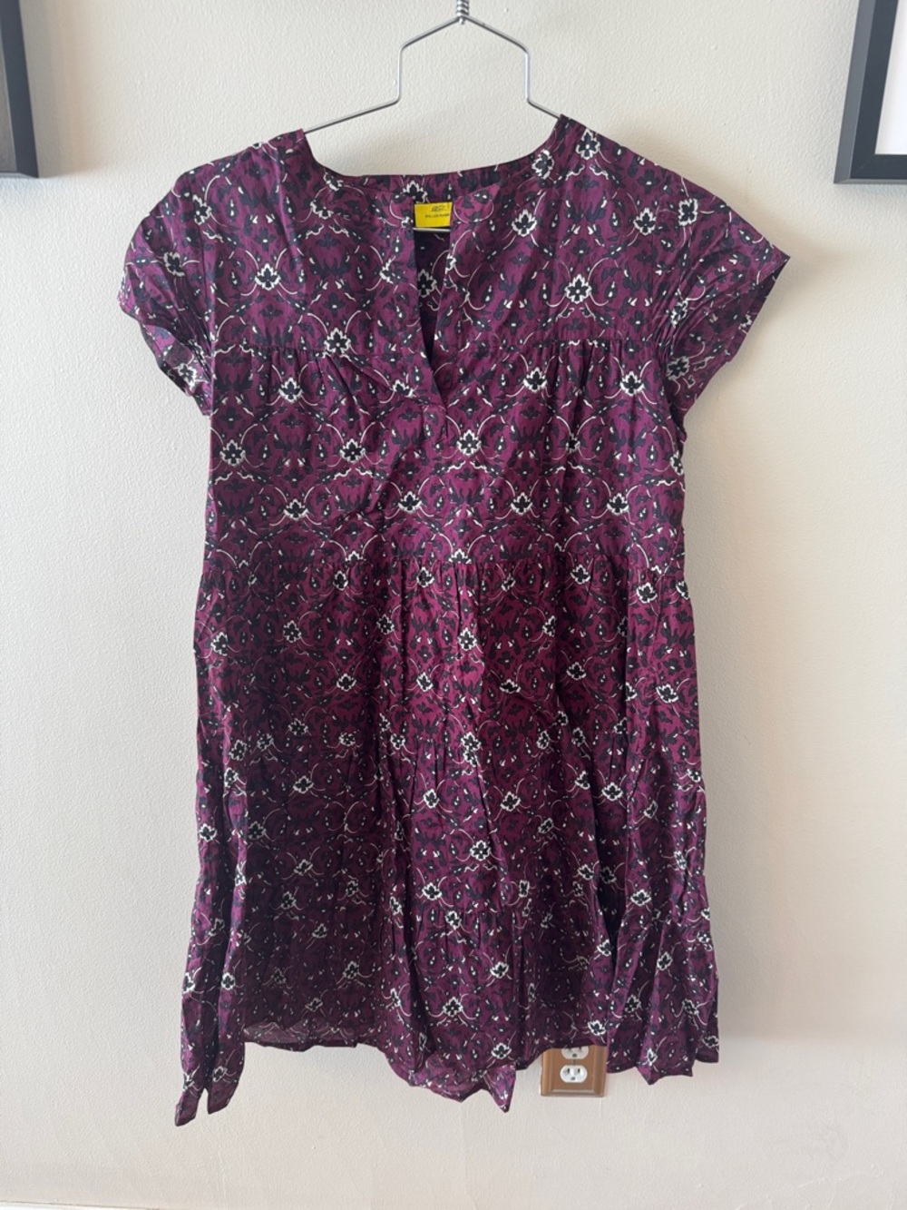 Roller Rabbit Plum Patterned Cap-Sleeve Tunic
